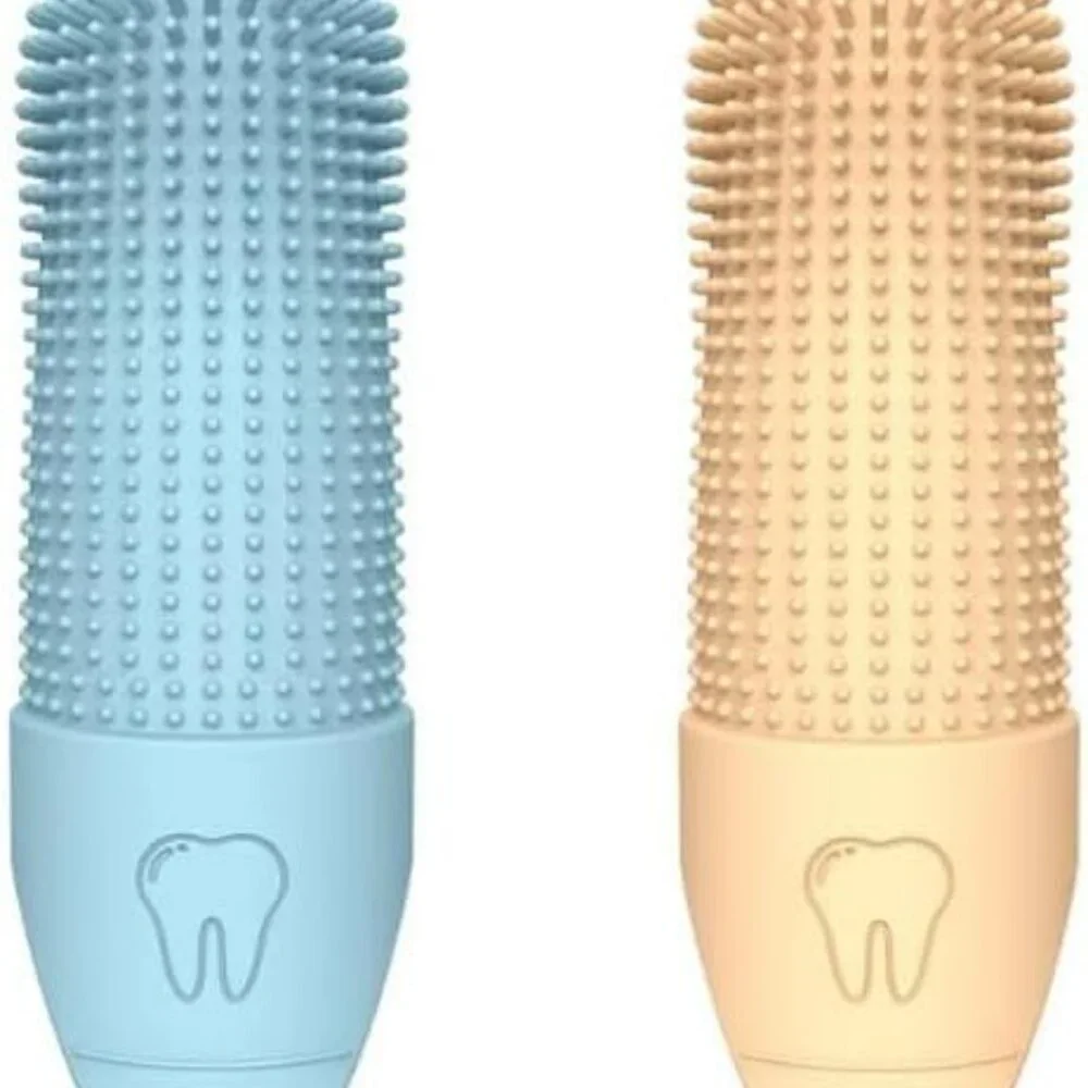 360° Pet Finger Toothbrush for Dogs & Cats, Soft Silicone Finger Toothbrush for